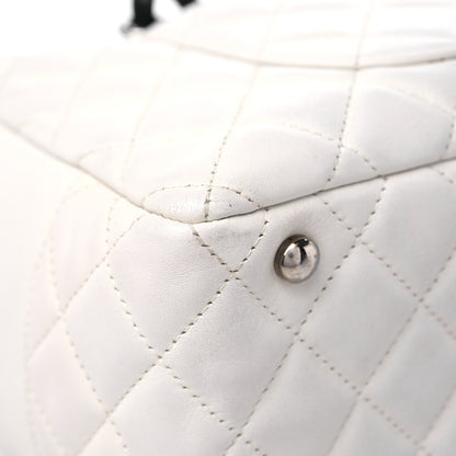 Chanel Calfskin Quilted Large Cambon Bowler White Black 10 of 18