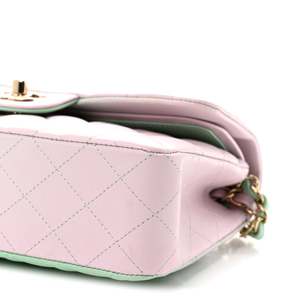 Chanel Lambskin Quilted Ombre Small Double Flap Light Green Light Purple 10 of 10