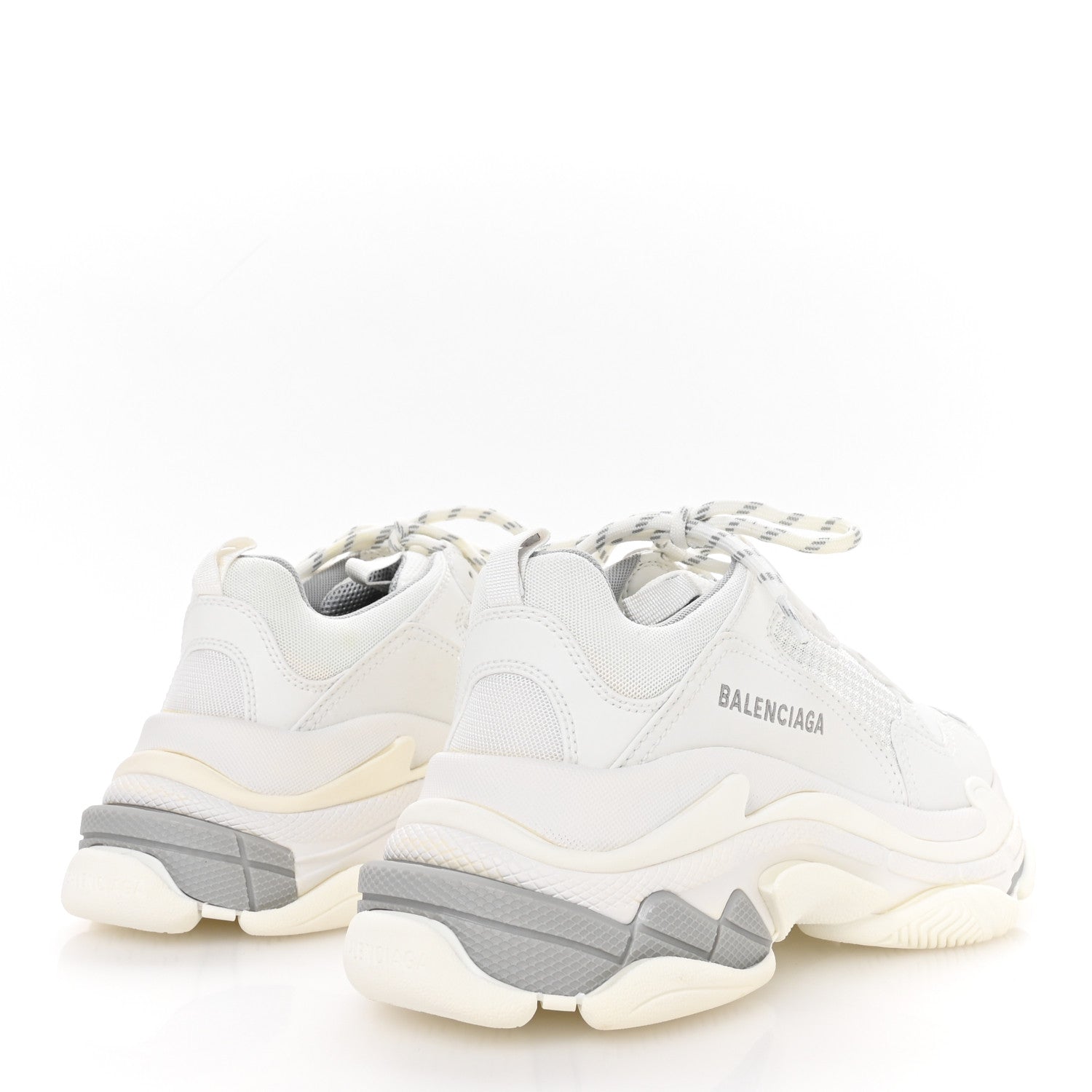 Balenciaga Fabric Mesh Bi-Color Womens Triple S Sneakers 40 White Metal Grey 5 of 7