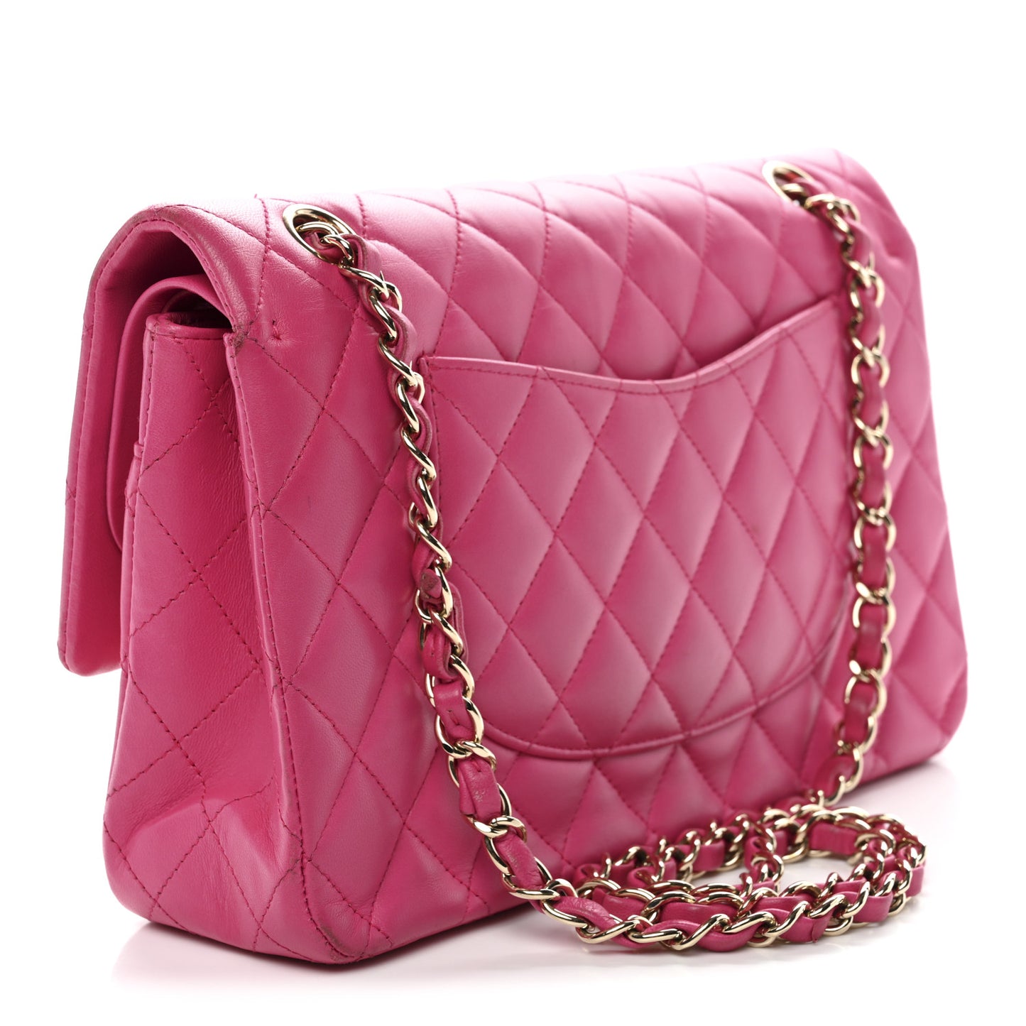 Lambskin Quilted Medium Double Flap Pink