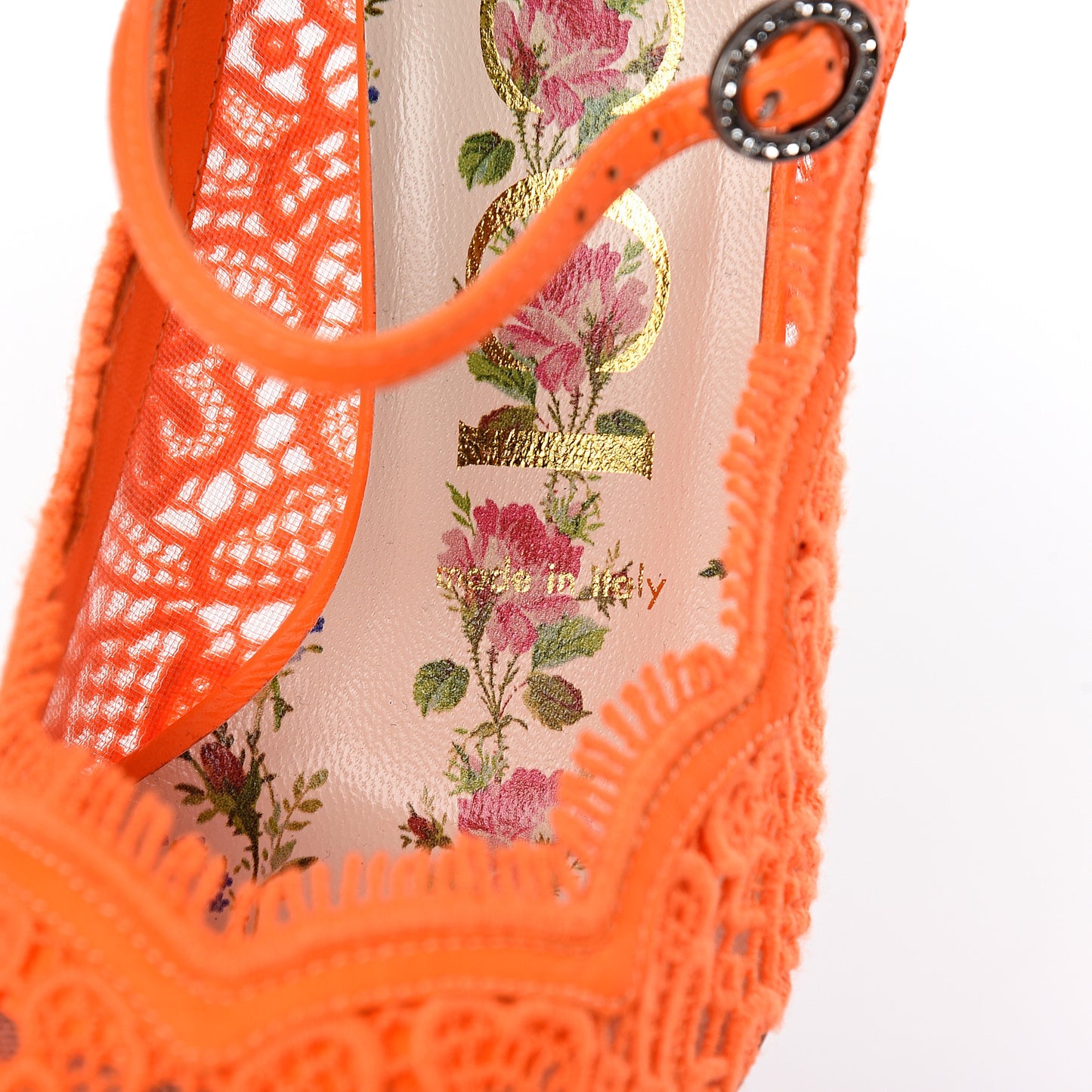Lace Pizzo Venice Pumps 36.5 Orange Fluo