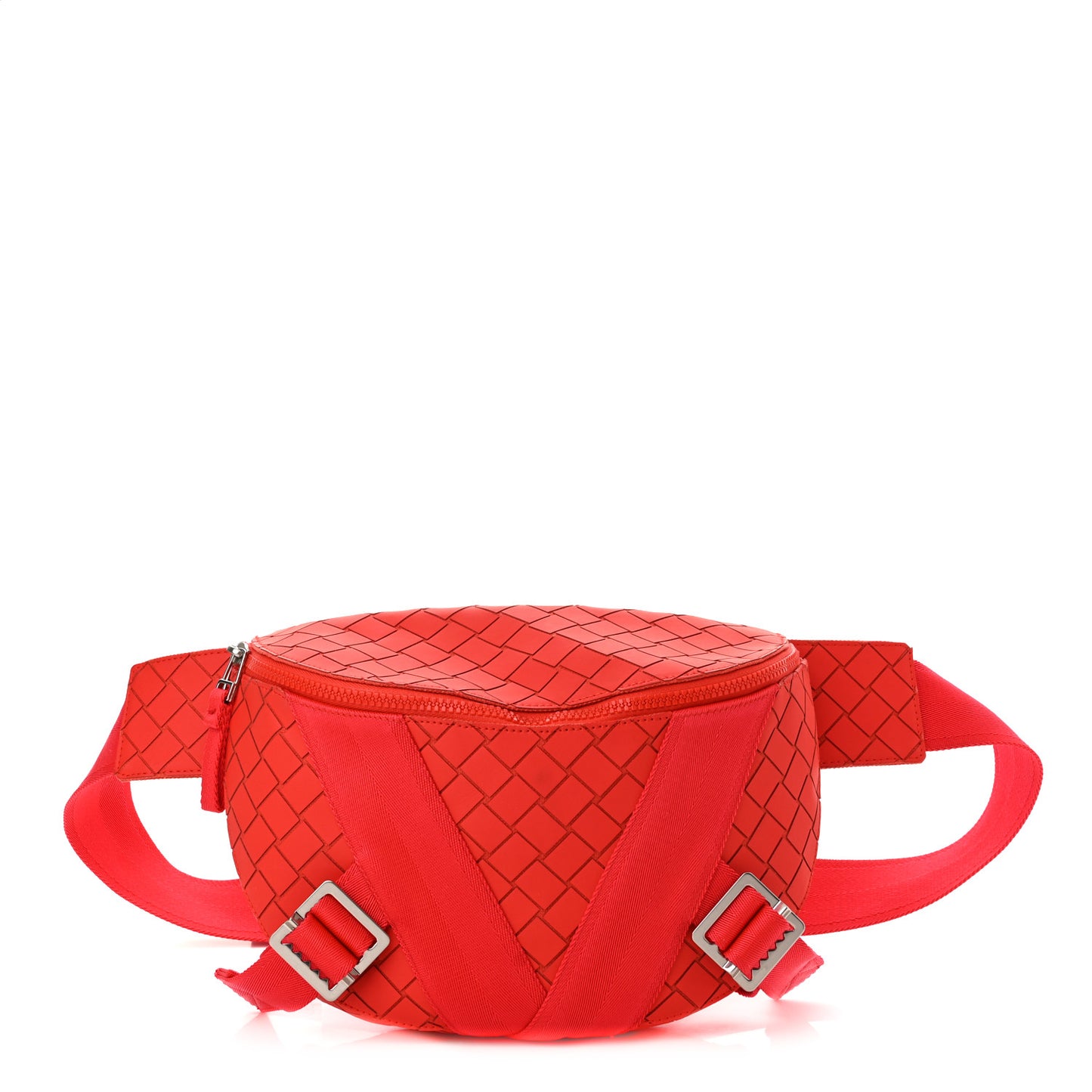 Nappa Intrecciato Carved Panels Belt Bag Red