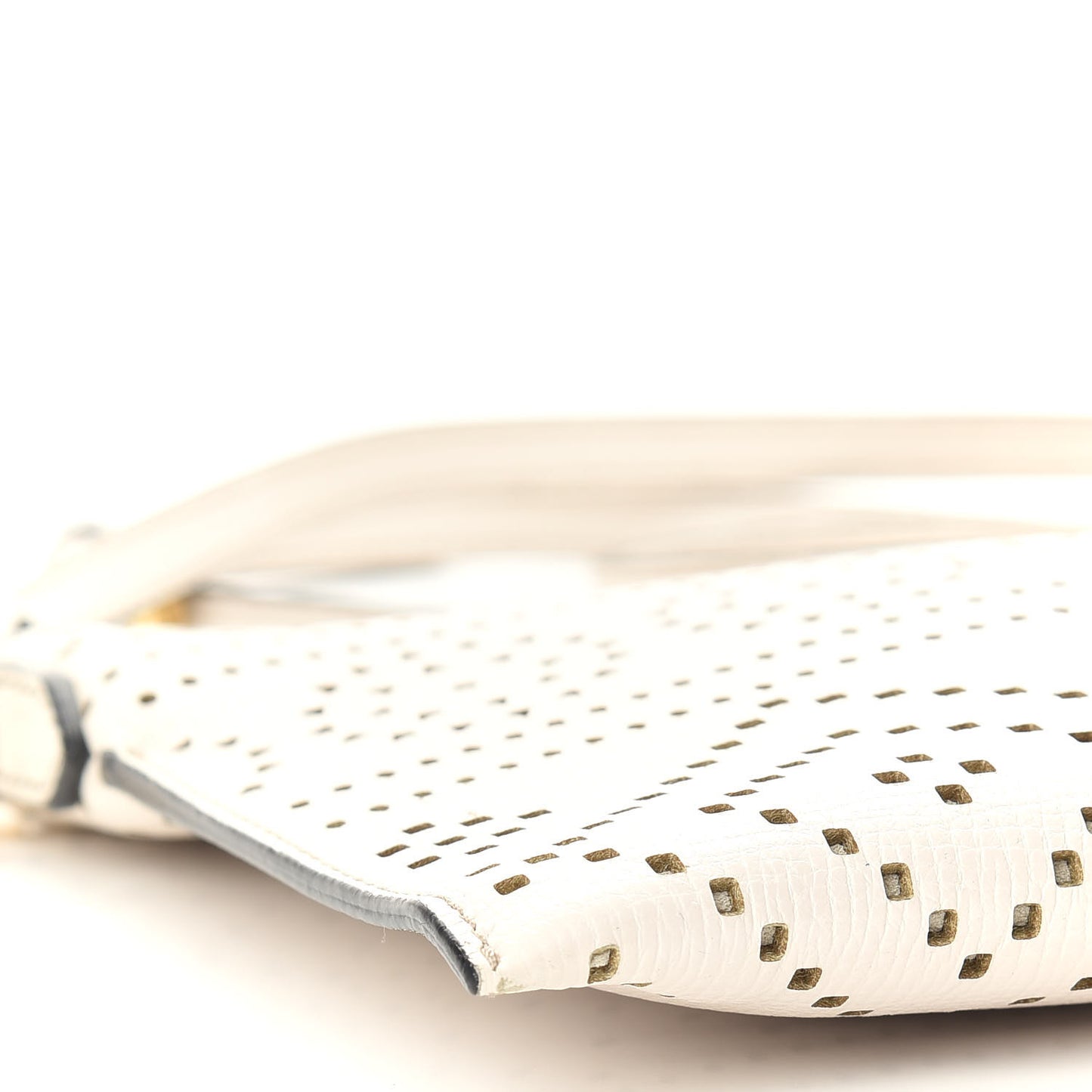 Calfskin Perforated Peyton Crossbody Clutch Bag White