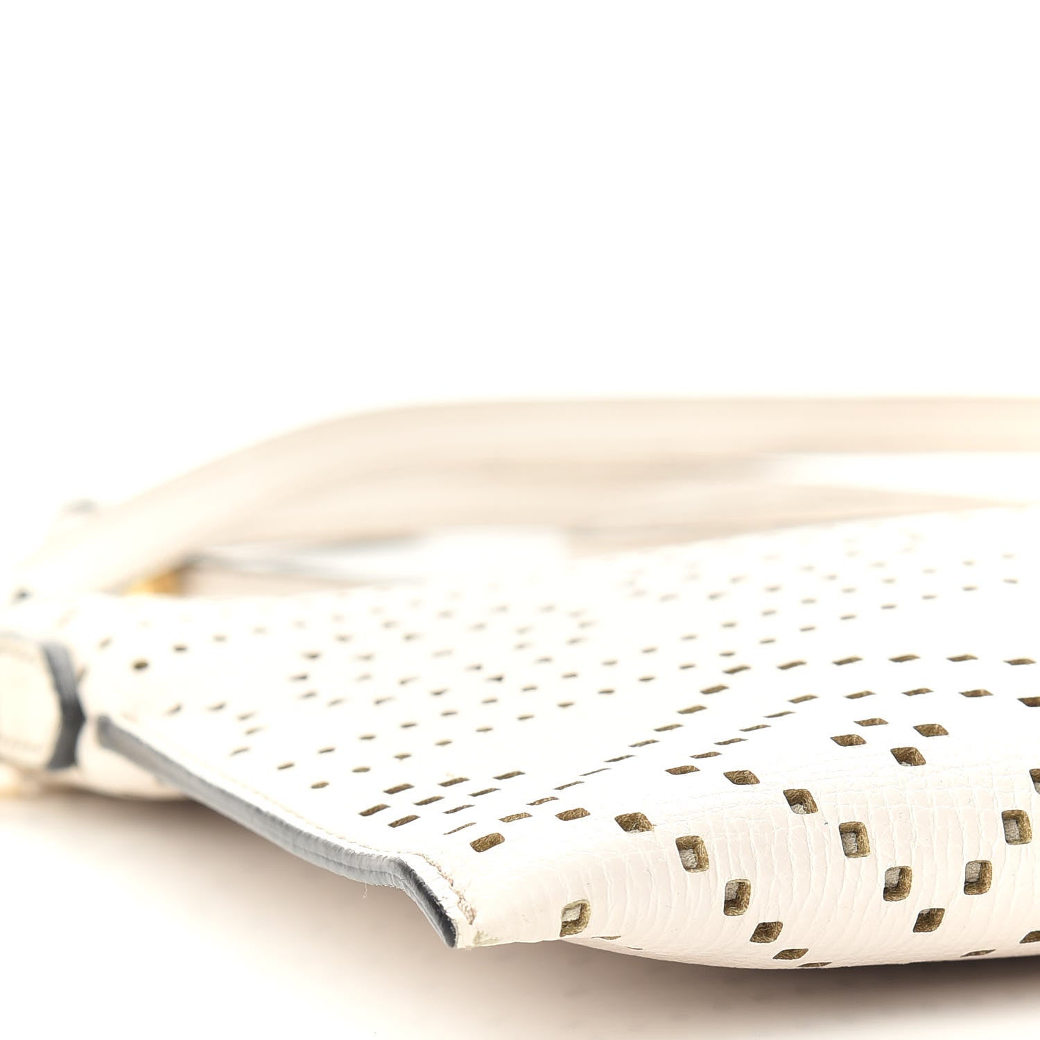 Burberry Calfskin Perforated Peyton Crossbody Clutch Bag White 8 of 9