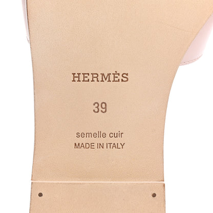 Hermes Box Calfskin Oran Sandals 39 Rose Pale 6 of 9