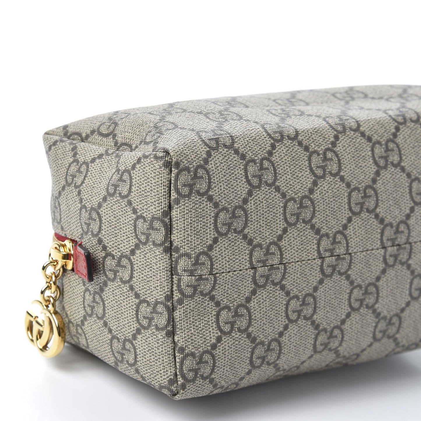 Soft GG Supreme Monogram Calfskin Medium Ophidia Cosmetic Case Beige Ebony Hibiscus Red