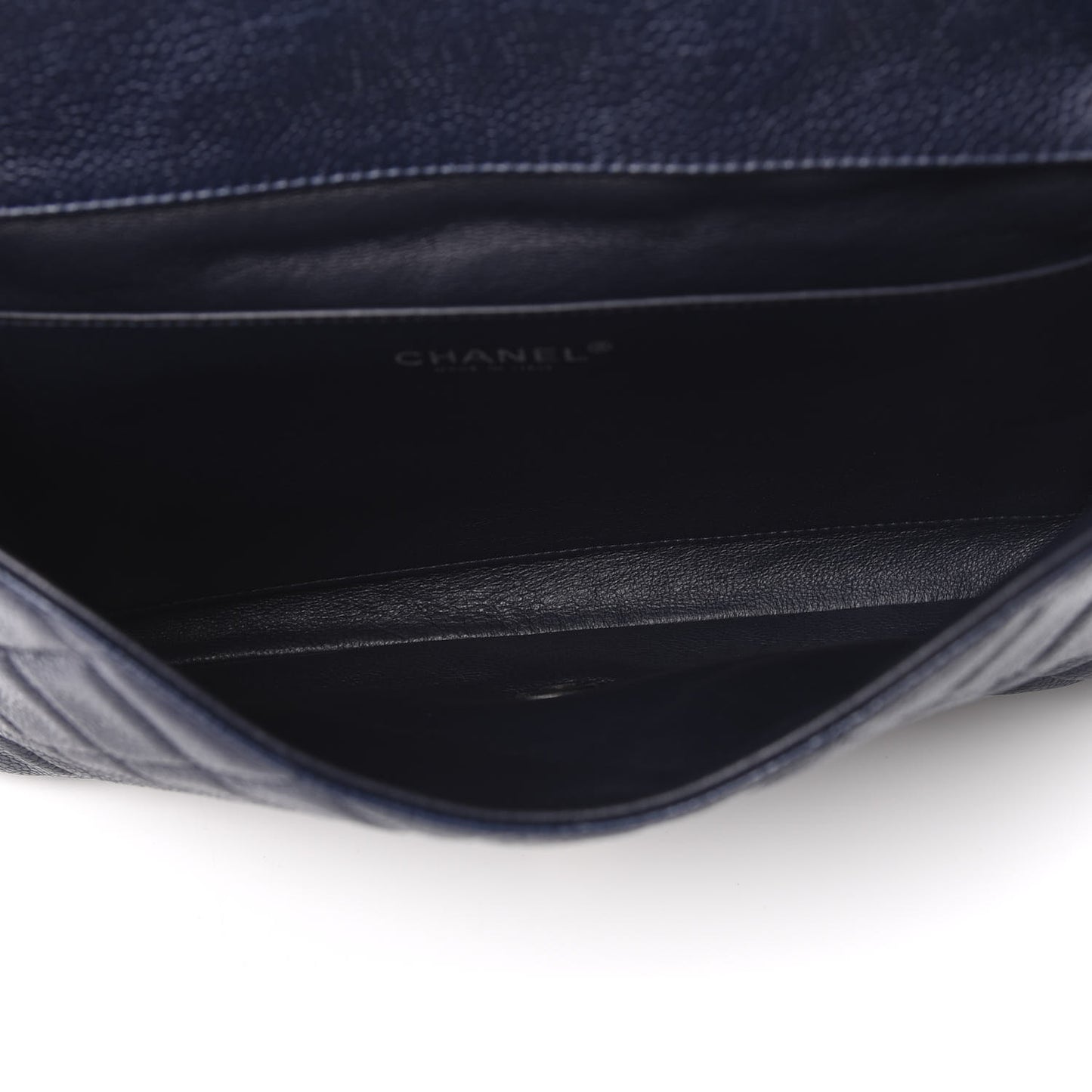 Caviar Quilted Clutch With Chain Flap Blue