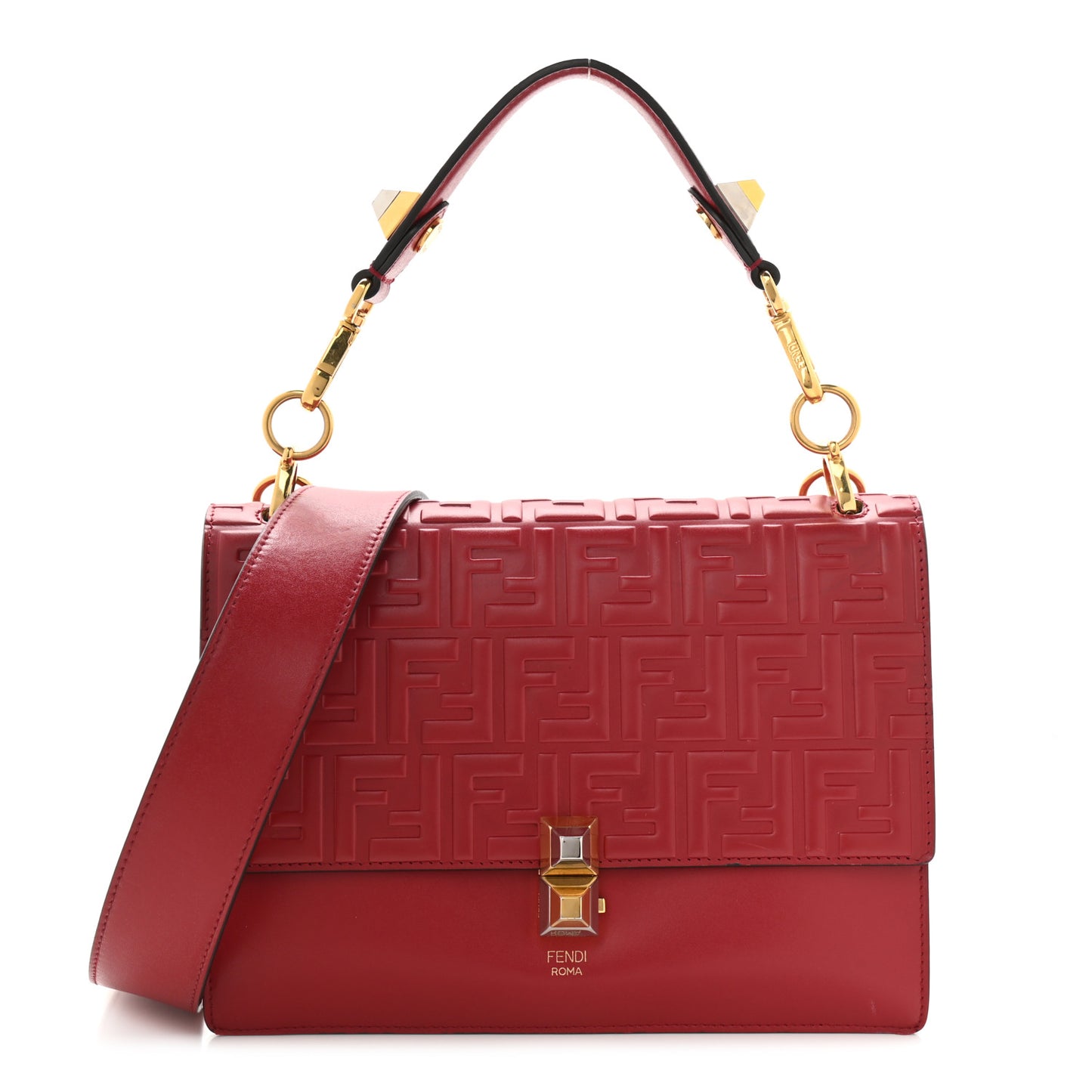 Vitello Liberty FF 1974 Embossed Kan I Shoulder Bag Fragola