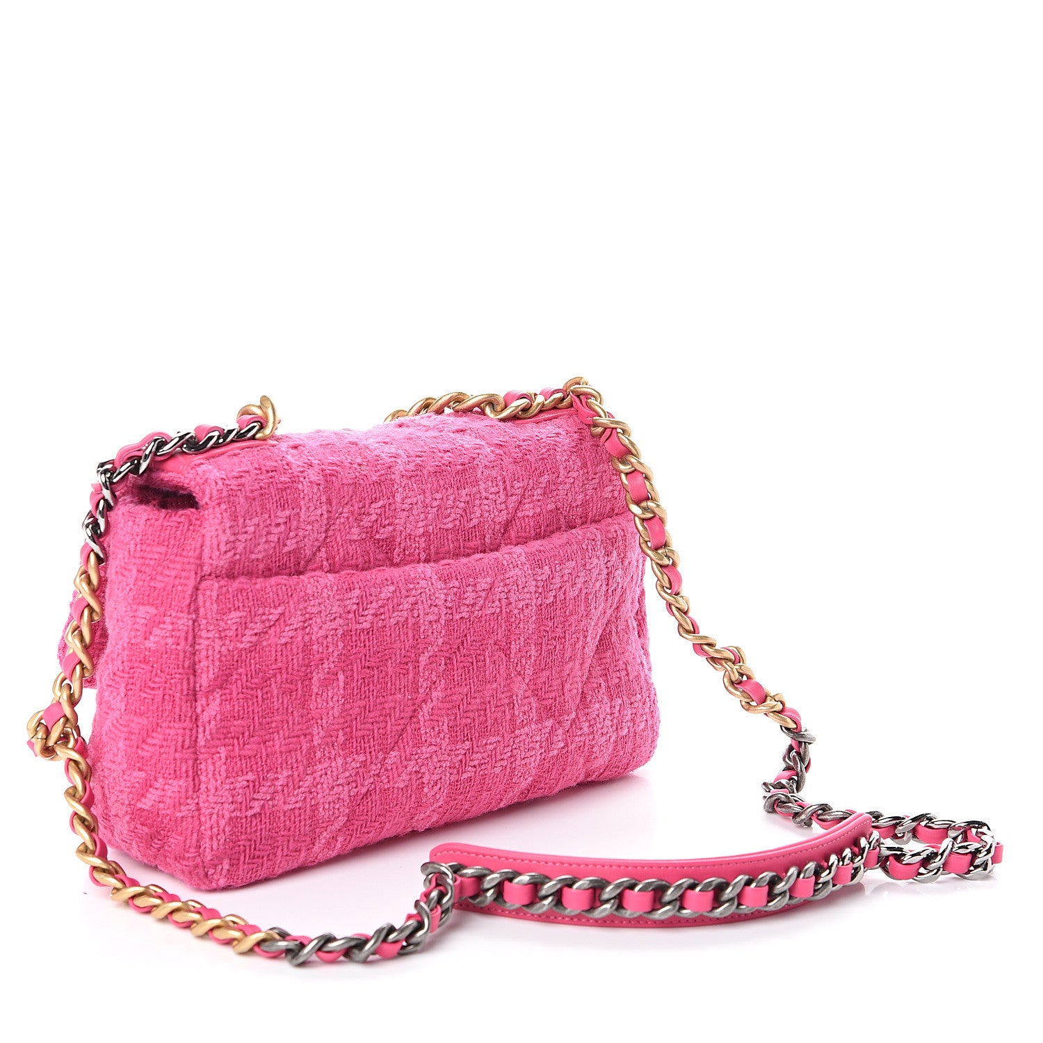 Chanel Tweed Quilted Medium 19 Flap Pink 2 of 9