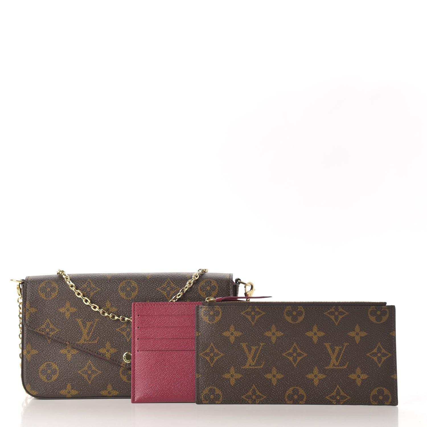 Louis Vuitton Monogram Pochette Felicie Chain Wallet Fuchsia 14 of 14