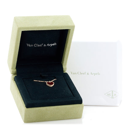 Van Cleef & Arpels 18K Rose Gold Carnelian Sweet Alhambra Heart Pendant Necklace 5 of 5