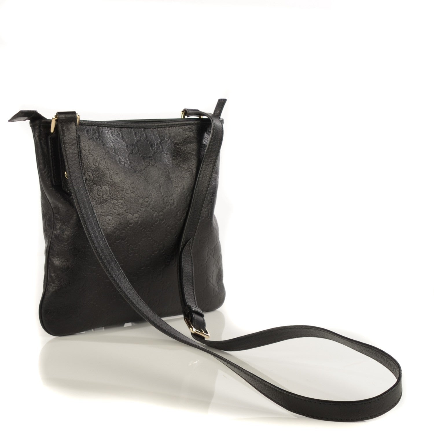 Gucci Guccissima Flat Messenger Bag Black 3 of 7
