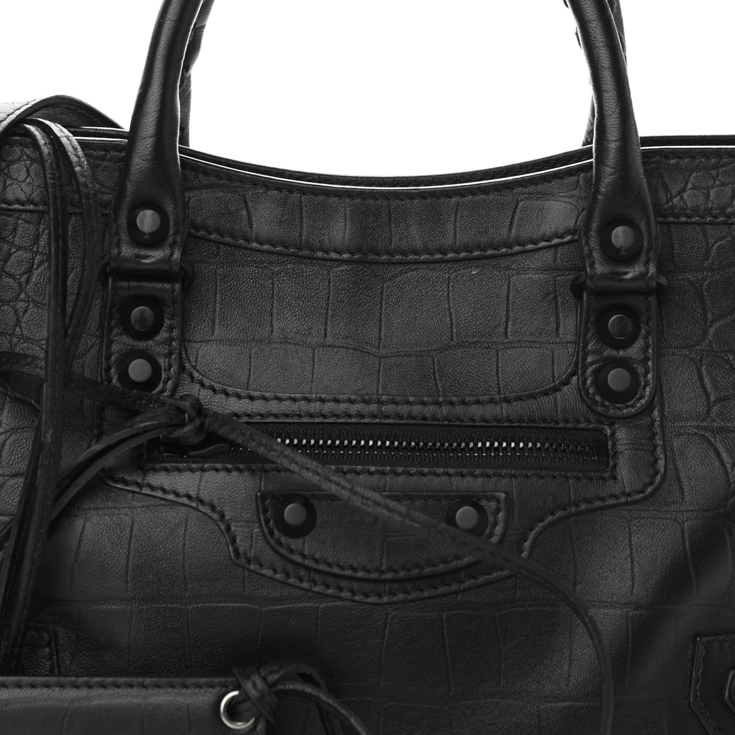 Balenciaga Matte Supple Lambskin Crocodile Embossed Classic Black Hardware S City Black 6 of 9