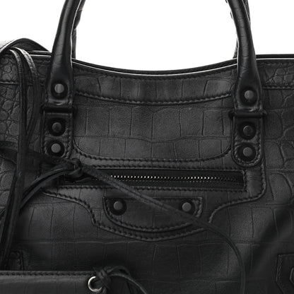 Balenciaga Matte Supple Lambskin Crocodile Embossed Classic Black Hardware S City Black 6 of 9
