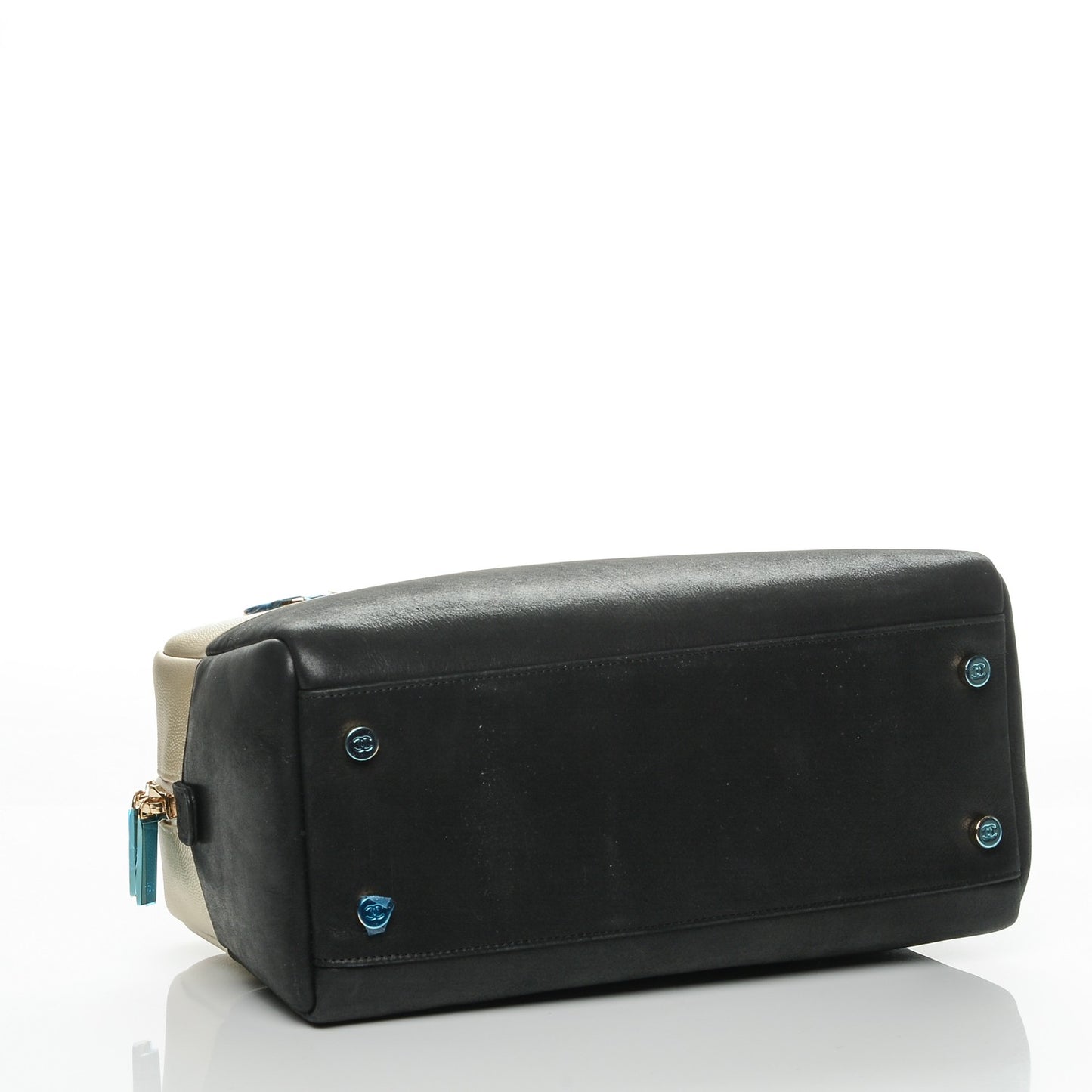 Caviar Iridescent Calfskin Duo Bowling Bag Black Gold