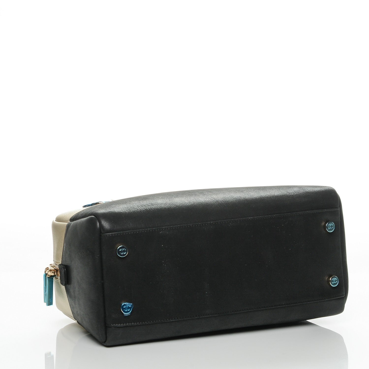 Chanel Caviar Iridescent Calfskin Duo Bowling Bag Black Gold 4 of 7