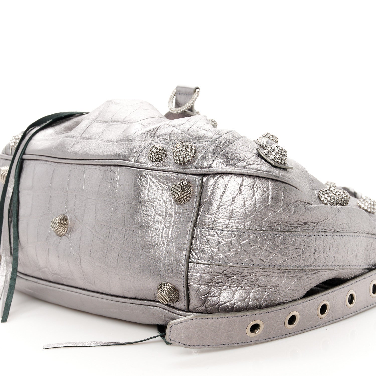 Balenciaga Metallic Agneau Arena Crystal Medium Le Cagole Shoulder Bag Silver 10 of 10