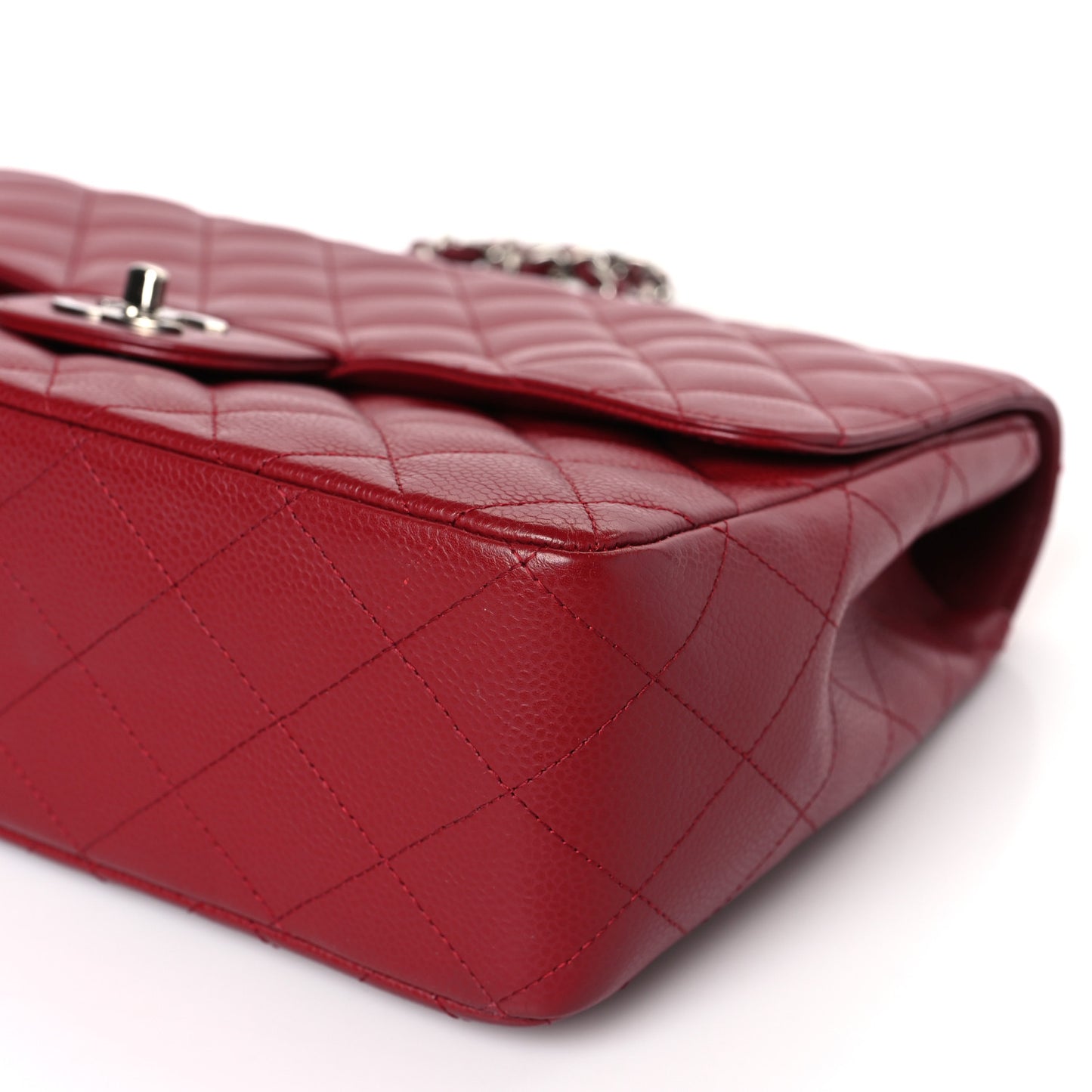 Caviar Quilted Jumbo Single Flap Dark Red