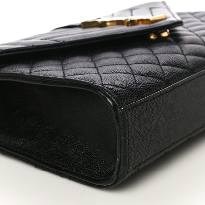 Saint Laurent Grain De Poudre Textured Mixed Matelasse Triquilt Medium Monogram Satchel Black 9 of 16
