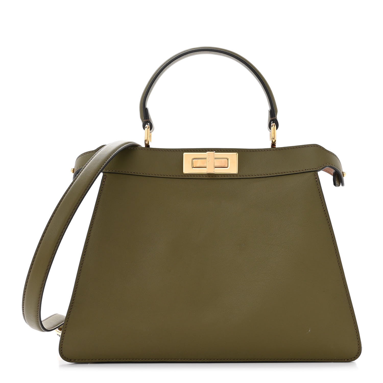 Fendi Vitello Seta Shiny Nappa Medium Peekaboo I SEE U Satchel Avocado Light Rose 1 of 12