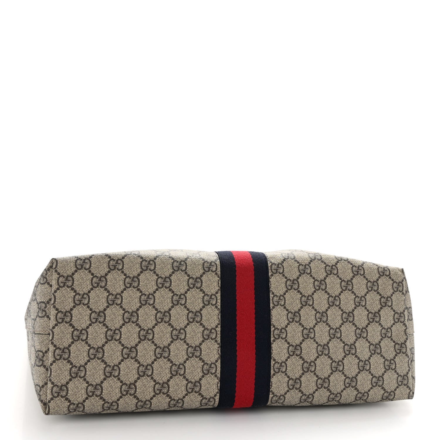 Gucci GG Supreme Monogram Textured Dollar Calfskin Web Medium Ophidia Shopping Tote Beige Ebony Mystic White 4 of 10