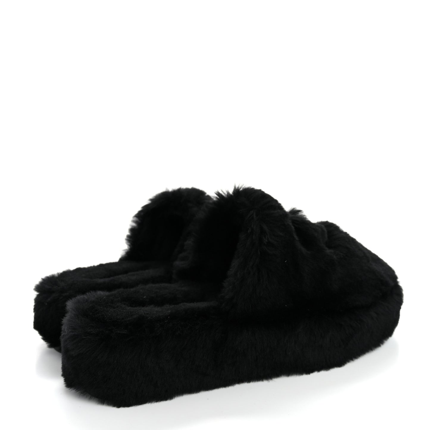 Shearling CC Flat Mules 39 Black