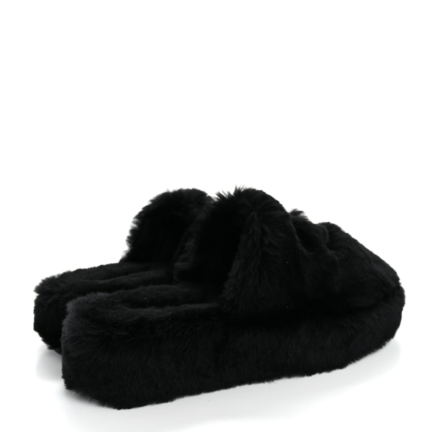 Chanel Shearling CC Flat Mules 39 Black 5 of 17