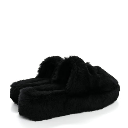Chanel Shearling CC Flat Mules 39 Black 5 of 17