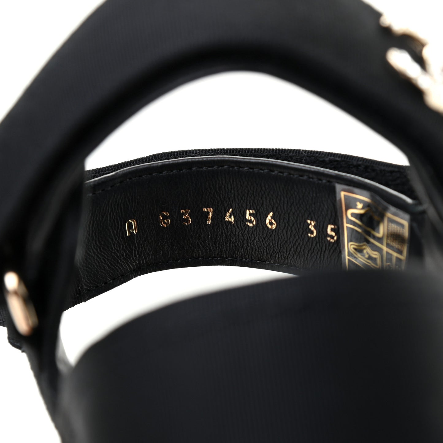 Grosgrain Crystal Logo Platform Sandals 35 Black