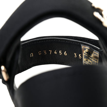 Chanel Grosgrain Crystal Logo Platform Sandals 35 Black 6 of 6