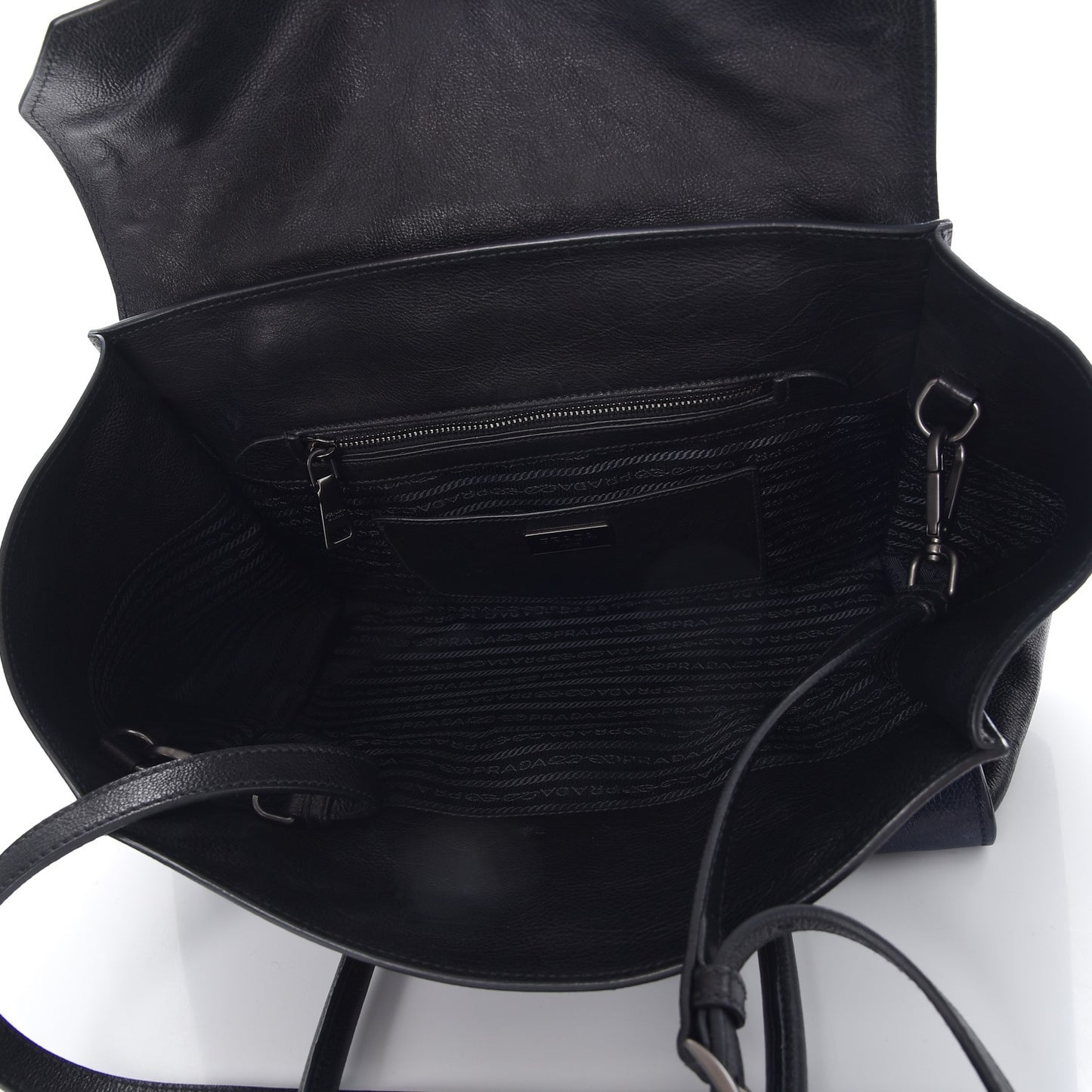 Glace Calfskin Large Twin Pocket Tote Baltico Black