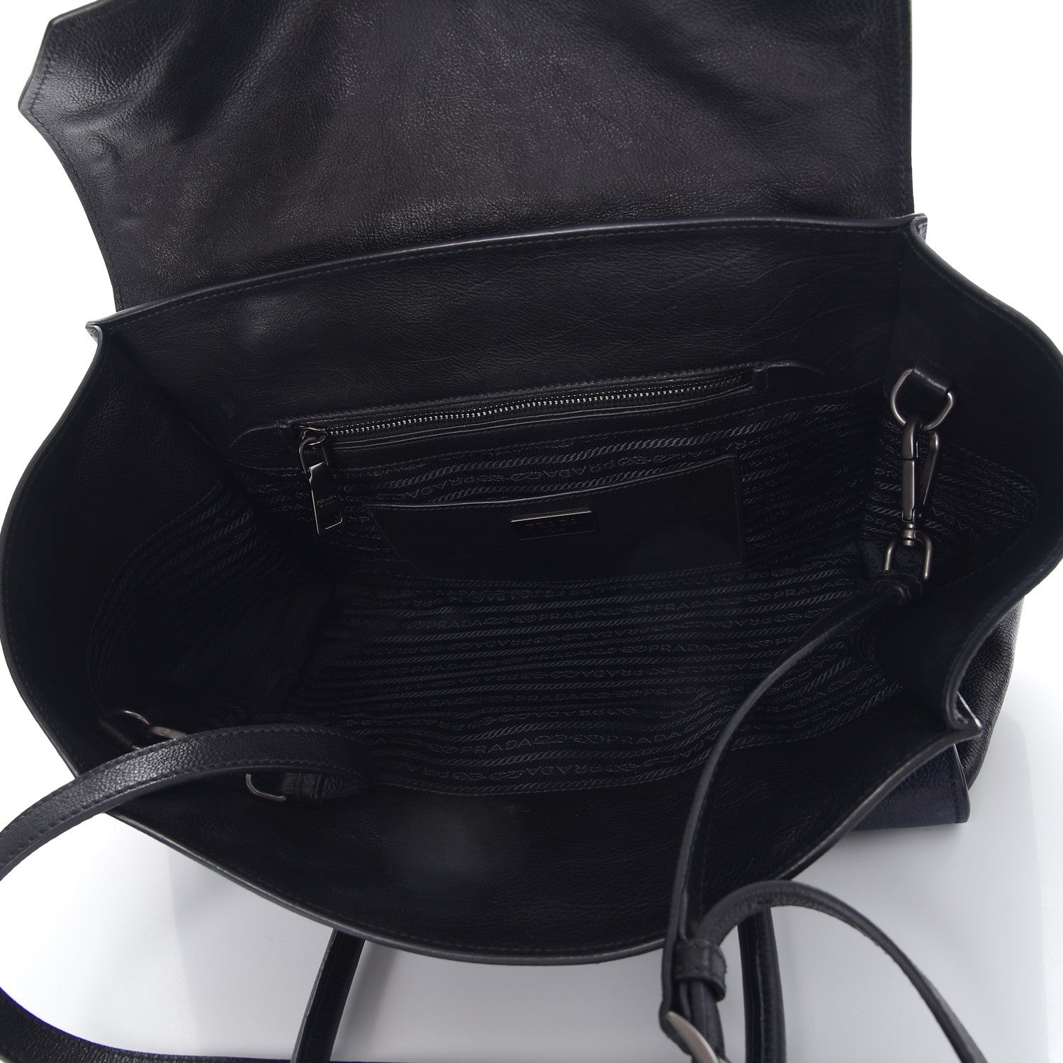 Prada Glace Calfskin Large Twin Pocket Tote Baltico Black 5 of 13