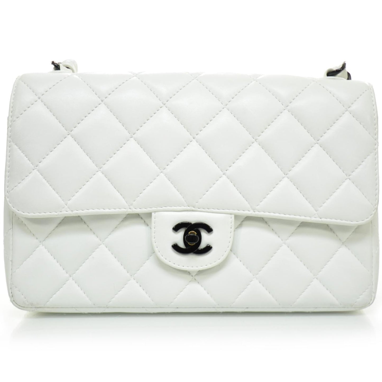 Lambskin Medium Flap w Bekko Resin Chain White