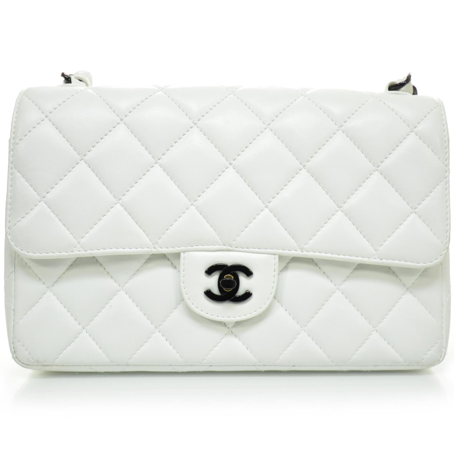 Chanel Lambskin Medium Flap w Bekko Resin Chain White 1 of 5