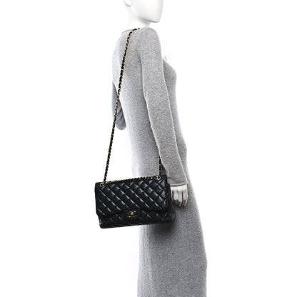 Chanel Lambskin Quilted Jumbo Double Flap Black 2 of 15