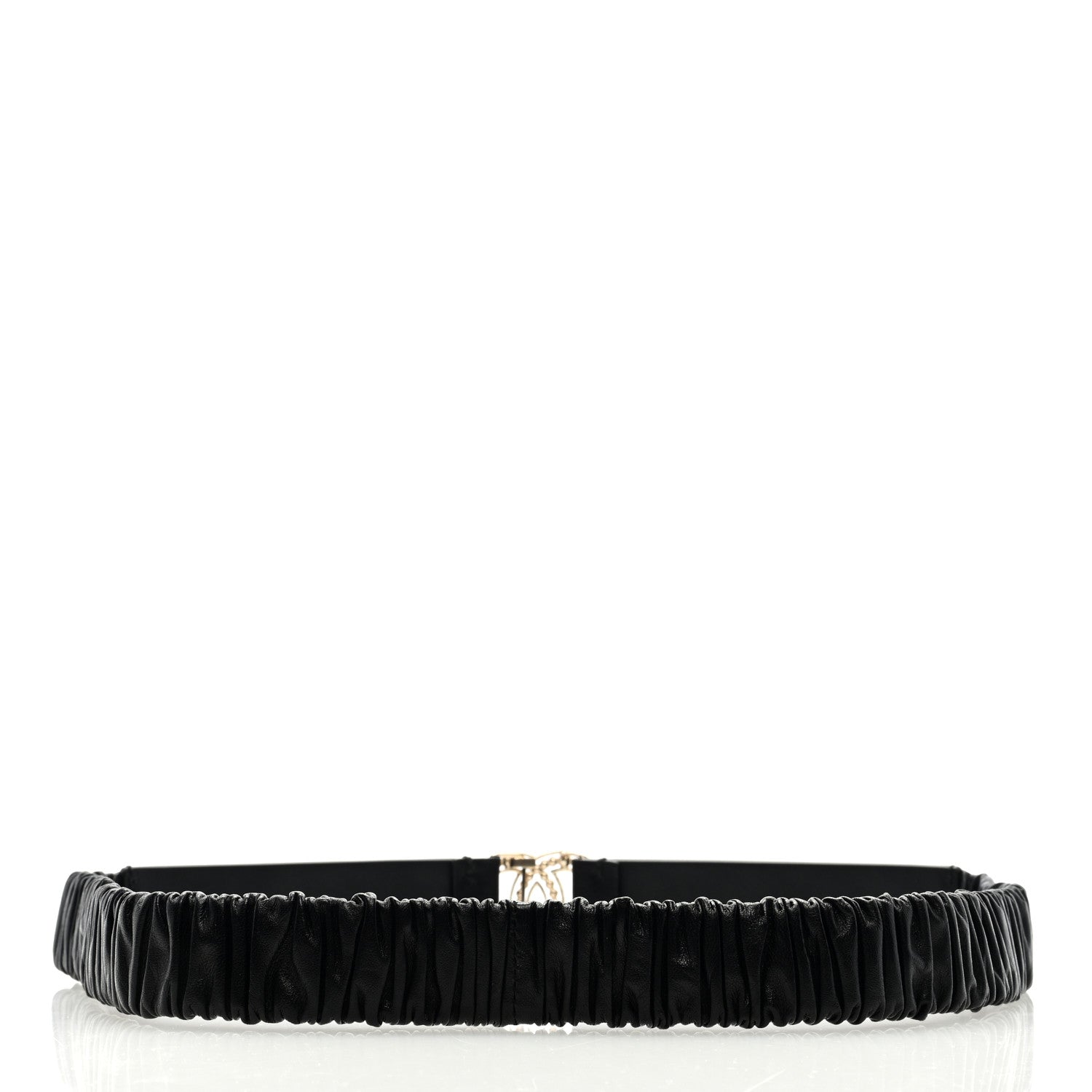 Chanel Lambskin Crystal Logo Belt 85 34 Black 2 of 3