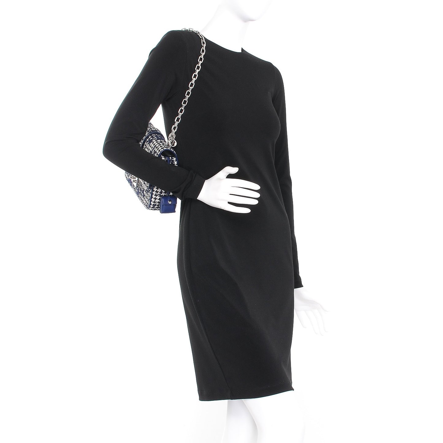 Tweed Medium Miss Dior Flap Black Blue