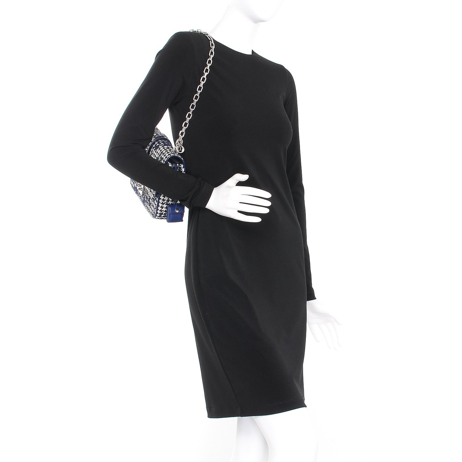 Christian Dior Tweed Medium Miss Dior Flap Black Blue 2 of 6