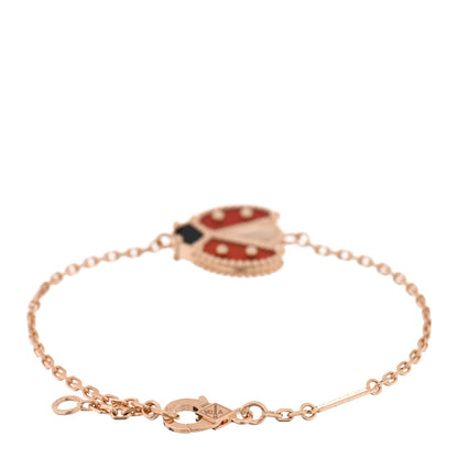 Van Cleef & Arpels 18K Rose Gold Carnelian Onyx Lucky Spring Open Wing Lady Bug Bracelet 2 of 4