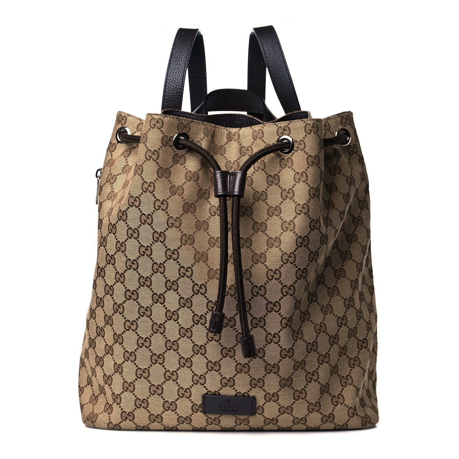Gucci Monogram Dollar Calfskin O Drawstring Backpack Beige Ebony Testa di Moro Dark Chocolate 1 of 11