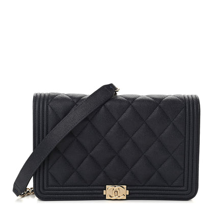 Chanel Caviar Quilted Boy Wallet On Chain WOC Navy 1 of 12