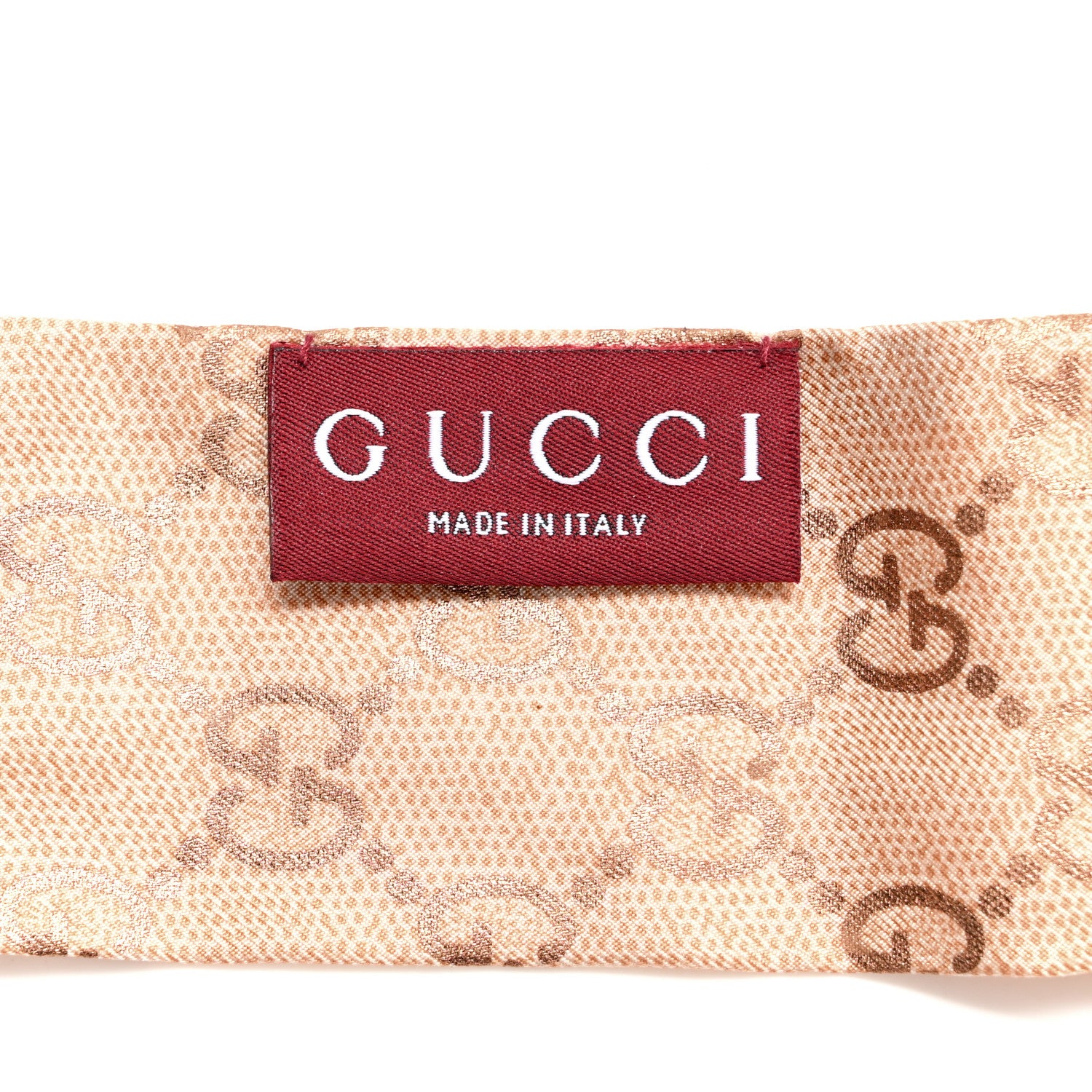 Gucci Silk Twill GG Monogram Neck Bow Scarf Metallic Pink 3 of 5