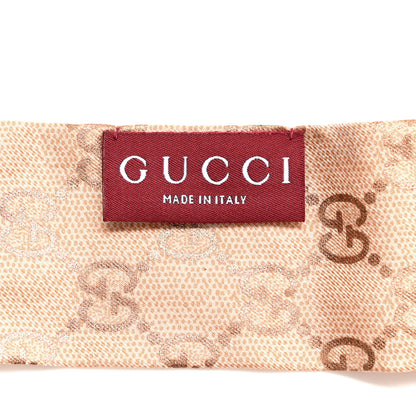 Gucci Silk Twill GG Monogram Neck Bow Scarf Metallic Pink 3 of 5