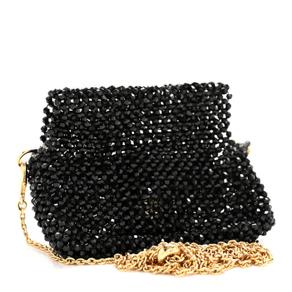 Fendi Crystal Vitello King Beaded Mini Pico Baguette Charm Black 2 of 11