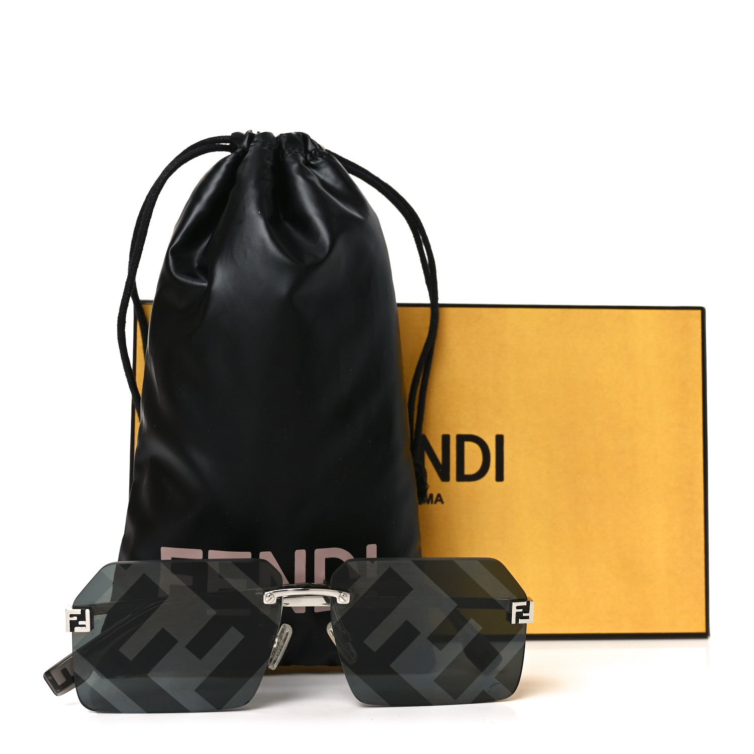 Fendi Metal Sky Rectangular Sunglasses FE40043U Black 1847860