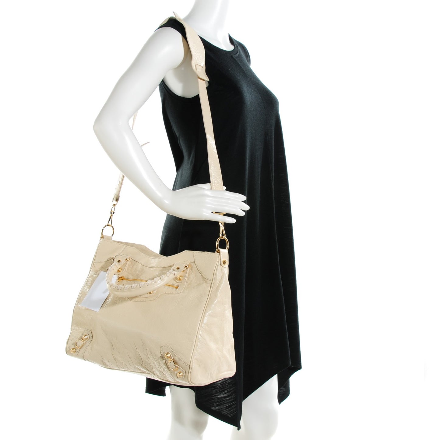 Agneau Giant 12 Gold Hardware Velo Blanc Creme Light Craie