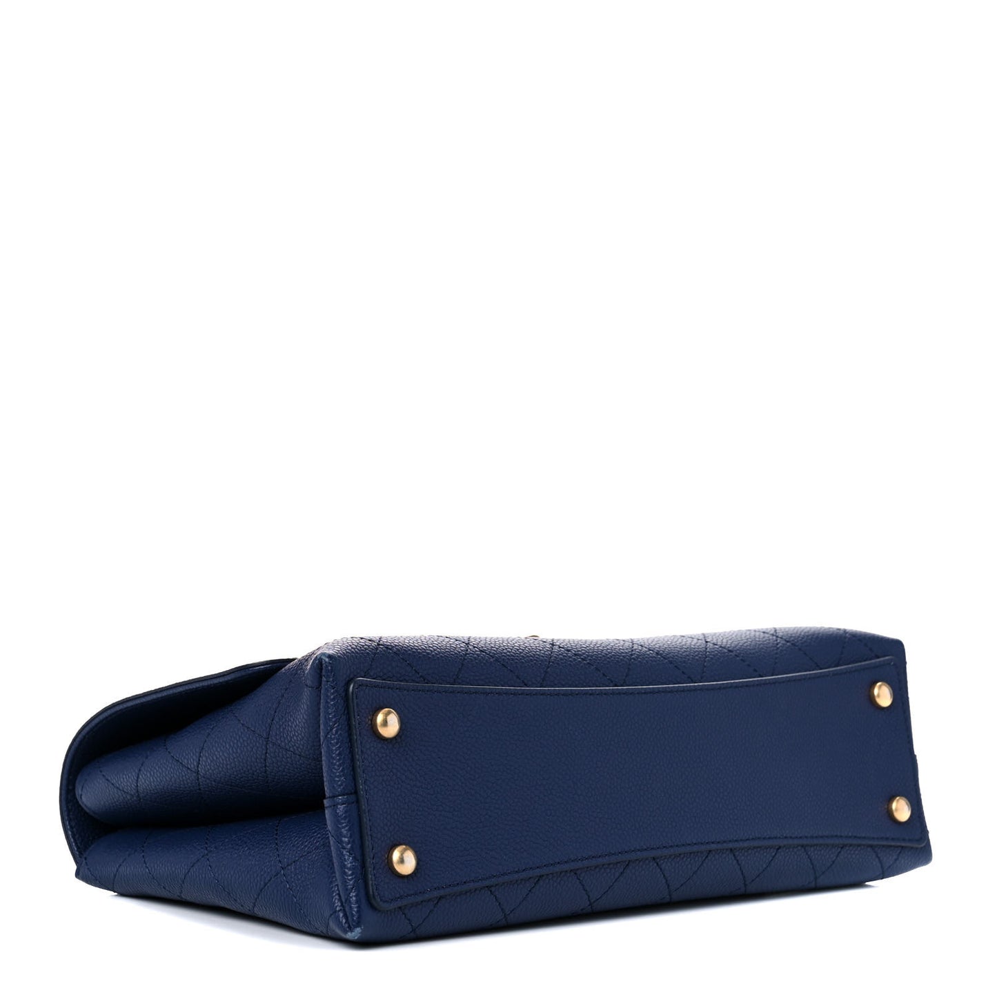 Grained Calfskin Stitched Flap Navy Blue