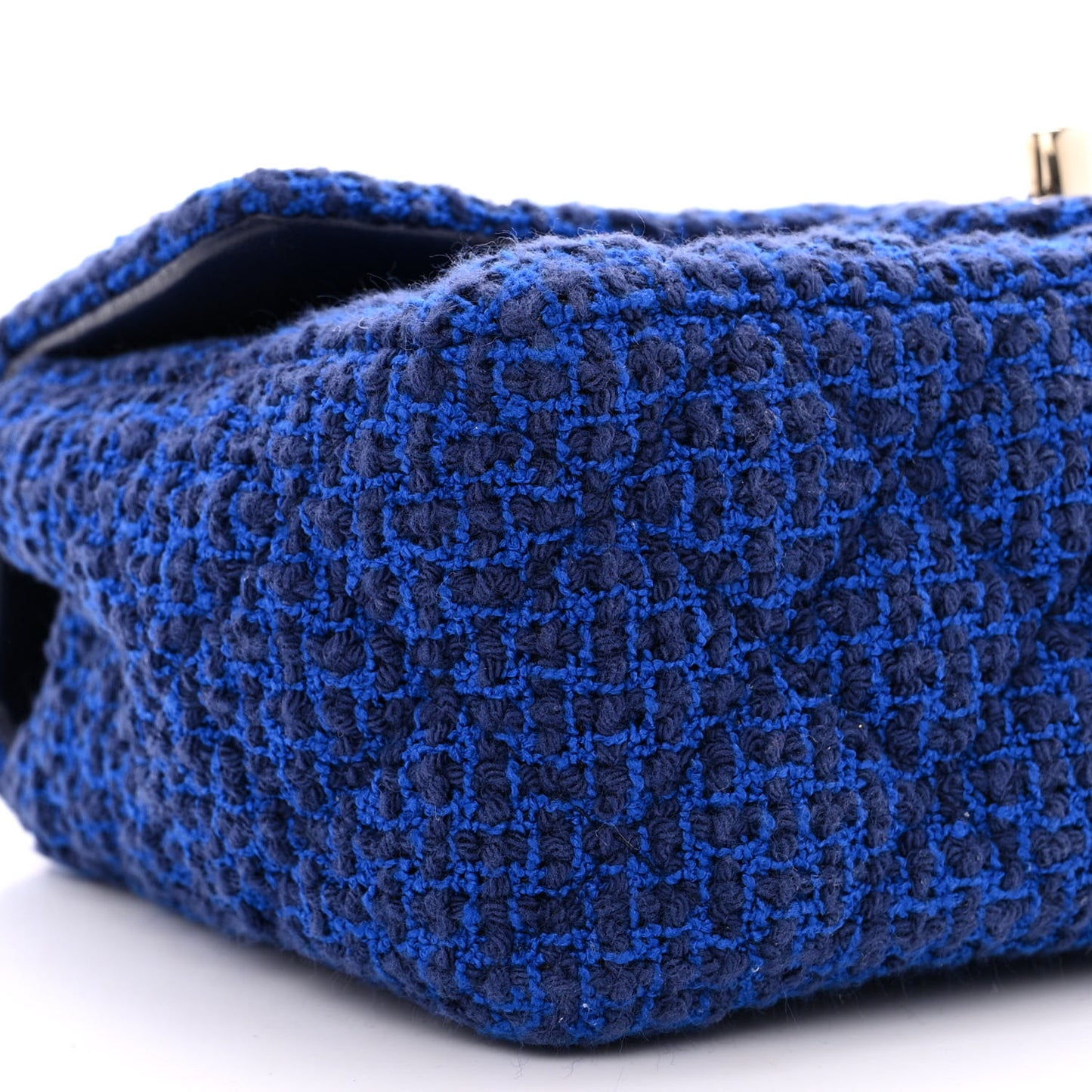 Tweed Quilted Mini Rectangular Flap Blue