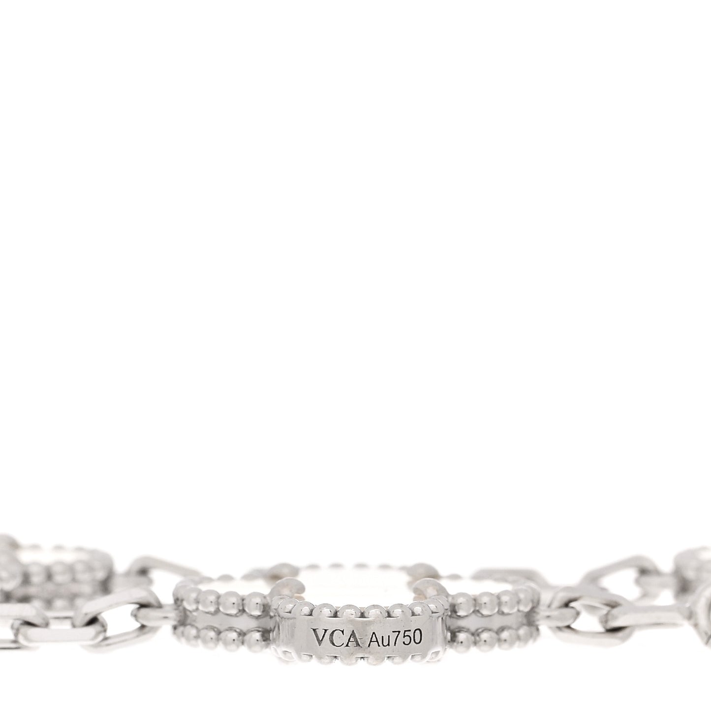 18K White Gold Mother of Pearl 5 Motifs Vintage Alhambra Bracelet