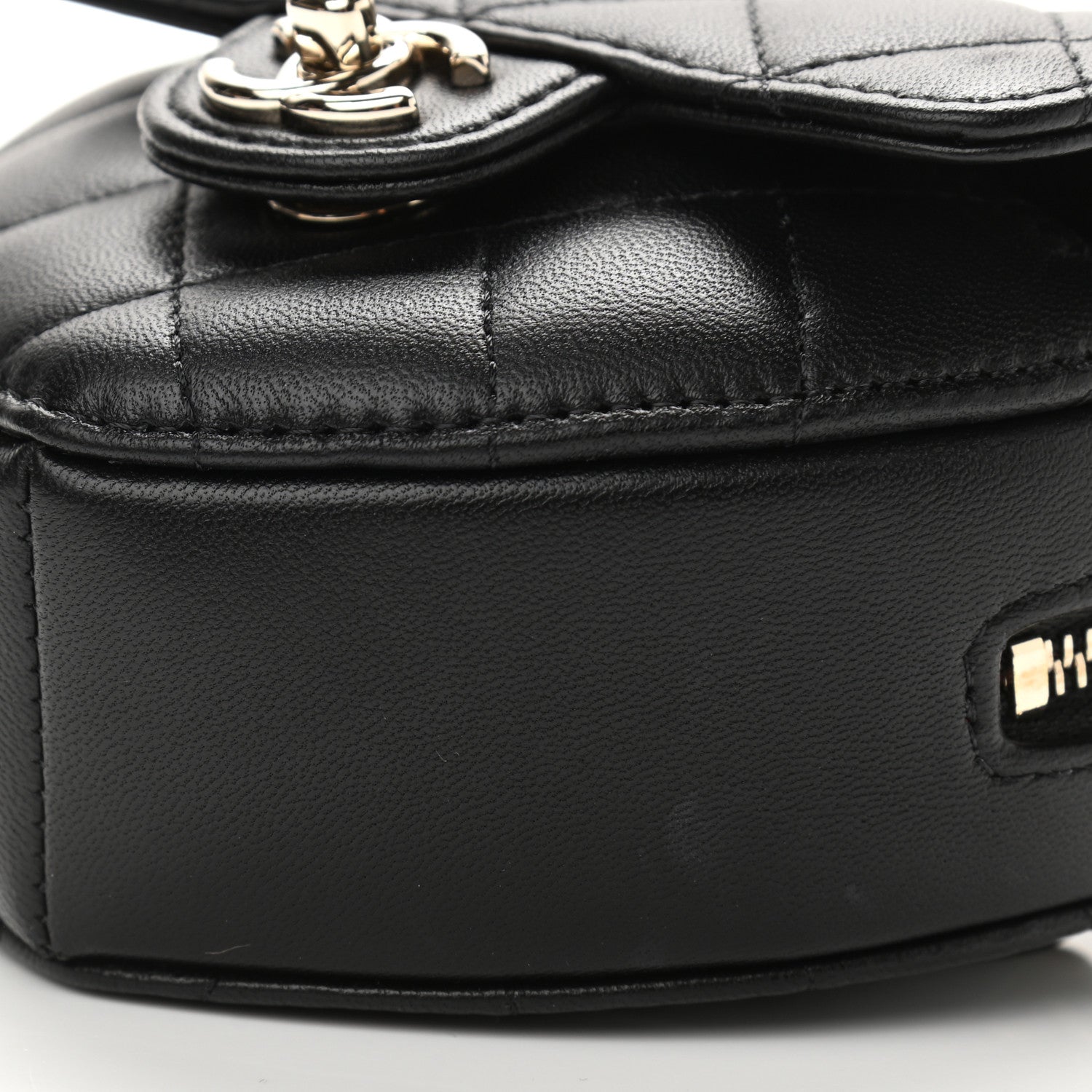 Chanel Lambskin Quilted CC In Love Heart Waist Belt Bag With Chain Black 10 of 10